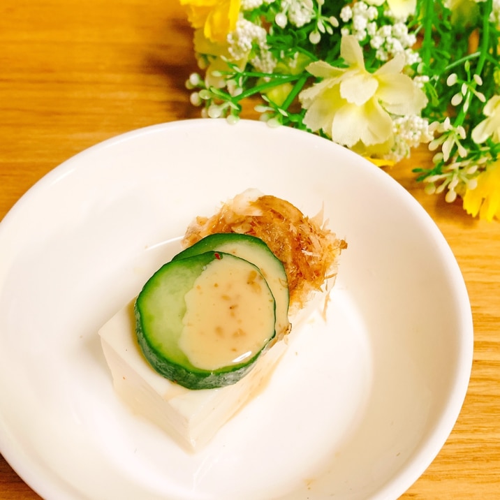 きゅうり鰹節冷奴✧˖°ごまドレッシングorごま油ෆ